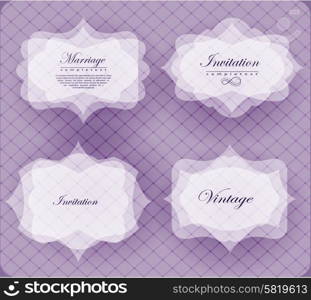 Elegant transparent invitation card and label in retro style can be used for invitation, congratulation