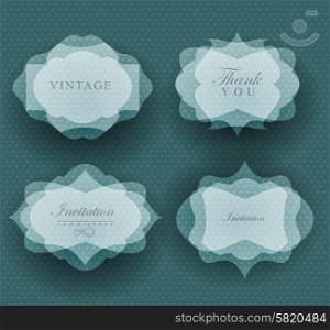 Elegant transparent invitation card and label in retro style can be used for invitation, congratulation