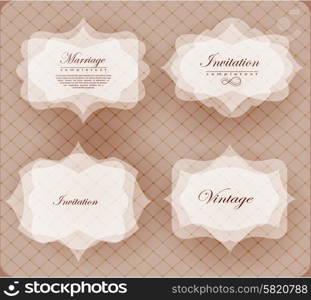 Elegant transparent invitation card and label in retro style can be used for invitation, congratulation