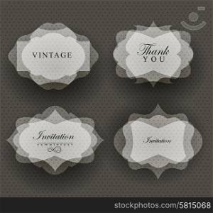 Elegant transparent invitation card and label in retro style.. invitation card in retro style.