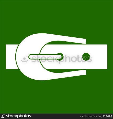 Elegant trousers belt icon white isolated on green background. Vector illustration. Elegant trousers belt icon green
