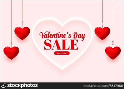 elegant valentines day sale background with hanging hearts