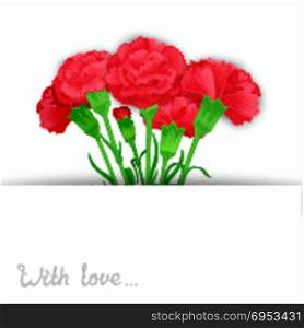 Elegant vector flowers design. Elegant template of flowers Carnations in stylized cuts paper. Ready design for poster, web, print, greeting card and advertisement.
