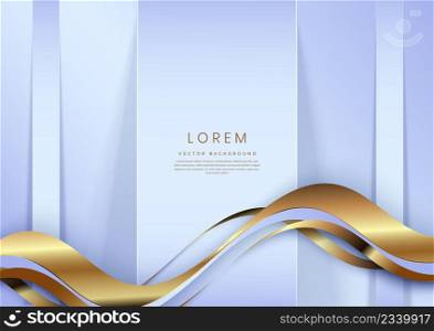 Elegant vertical rectangular soft purple 3d frame with text space and elegant gold ribbon. Vector illustration