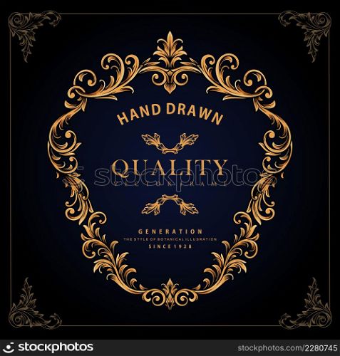 Elegant vintage frame with classic style Vector illustrations for your work Logo, mascot merchandise t-shirt, stickers and Label designs, poster, greeting cards advertising business company or brands.