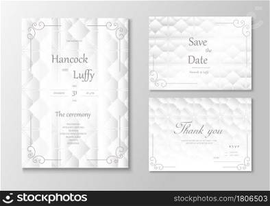 Elegant wedding invitation card template design luxury background with white and gray. Vector illustration.Eps10