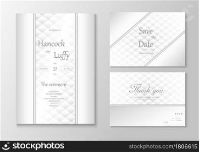 Elegant wedding invitation card template design luxury background with white and gray. Vector illustration.Eps10