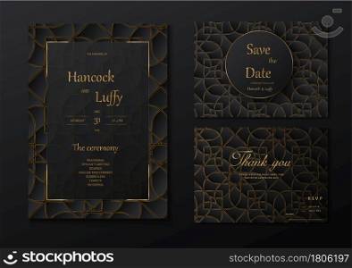 Elegant wedding invitation card template floral design luxury background with black and gold. Vector illustration.Eps10