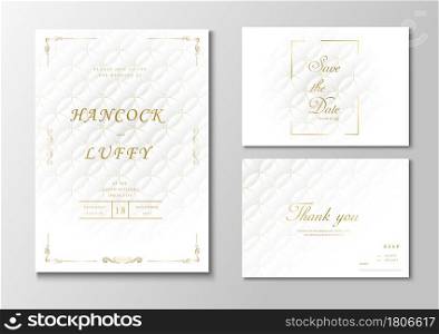 Elegant wedding invitation card template floral design. Luxury background with white and gold. Vector illustration.Eps10