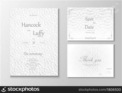 Elegant wedding invitation card template floral design luxury background with white and gray. Vector illustration.Eps10