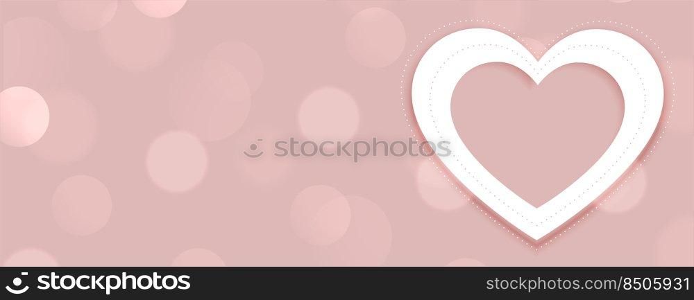 elegant white heart on bokeh banner with text space