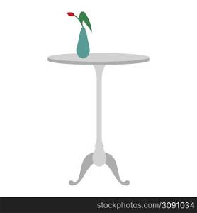 Elegant white table with flower in vase semi flat color vector object. Full sized item on white. Settings for garden parties simple cartoon style illustration for web graphic design and animation. Elegant white table with flower in vase semi flat color vector object