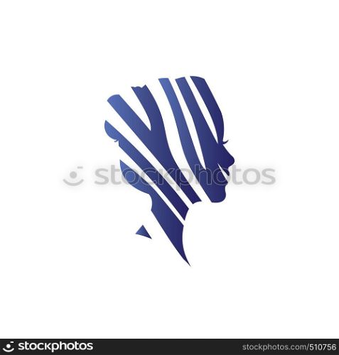 Elegant Women's facial profile. Vector symbol of human head. Concept sign for business, science, psychology, medicine. Creative sign design Woman silhouette.