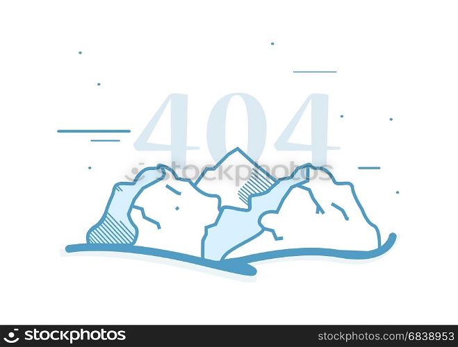 Element for Illustration, Web Design, Icon, Logo or Artwork. Animated Cartoon Mountain Landscape Logo with Copyspace, Minimalist Flat Vector