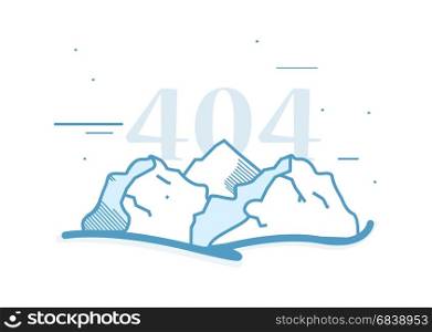 Element for Illustration, Web Design, Icon, Logo or Artwork. Animated Cartoon Mountain Landscape Logo with Copyspace, Minimalist Flat Vector