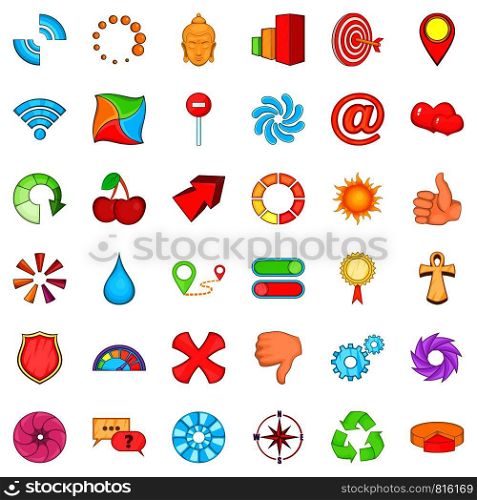 Element icons set. Cartoon style of 36 element vector icons for web isolated on white background. Element icons set, cartoon style