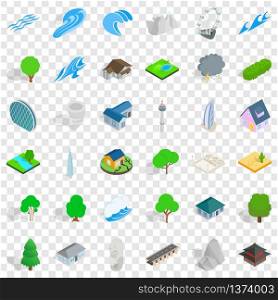 Element icons set. Isometric style of 36 element vector icons for web for any design. Element icons set, isometric style