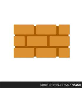 Element of building. Block and stone barrier. Vector flat illustration. Brick wall. Red logo of construction company.