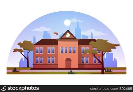 Elementary High School Building Study Education Vector Illustration