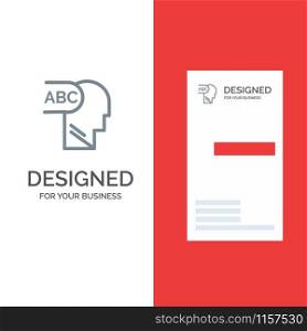 Elementary, Knowledge, Head Grey Logo Design and Business Card Template