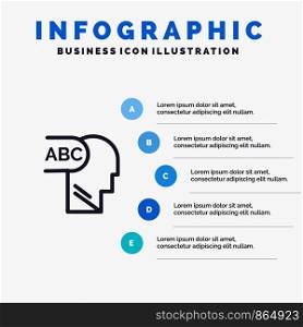 Elementary, Knowledge, Head Line icon with 5 steps presentation infographics Background