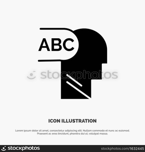 Elementary, Knowledge, Head solid Glyph Icon vector