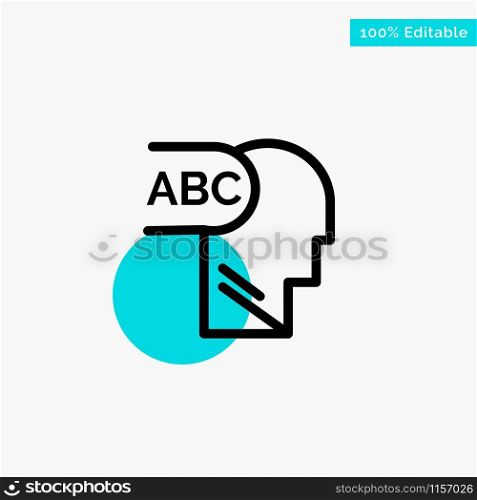 Elementary, Knowledge, Head turquoise highlight circle point Vector icon