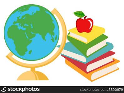 Elementary School Design Globe,Books & Apple