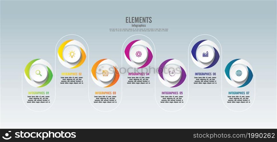 Elements business infographic template circle colorful with 6 step