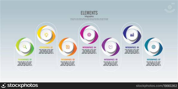 Elements business infographic template circle colorful with 6 step