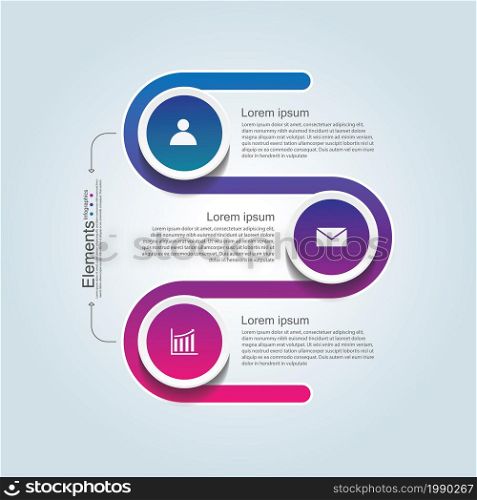 Elements business infographic template circle with 3 step