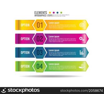 Elements business infographic template gradient with 4 step