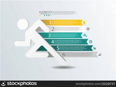 Elements business infographic template with 6 step