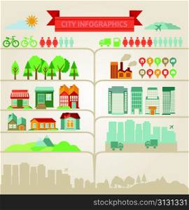 elements for infographics about city and village