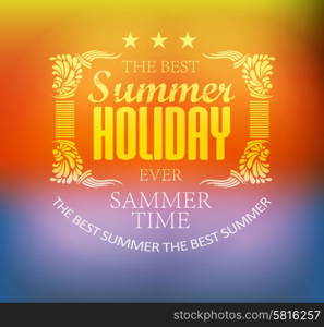 elements for Summer Holidays with colorful background calligraphic designs ornaments labels. elements for Summer Holidays