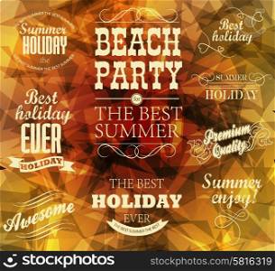 elements for Summer Holidays with colorful background calligraphic designs ornaments labels. elements for Summer Holidays