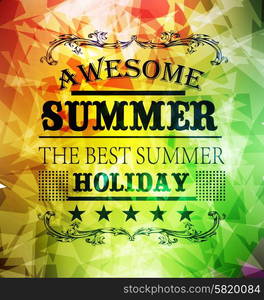 elements for Summer Holidays with colorful background calligraphic designs ornaments labels. elements for Summer Holidays