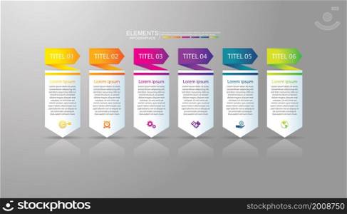 Elements gradient infographic business abstract background with 6 step