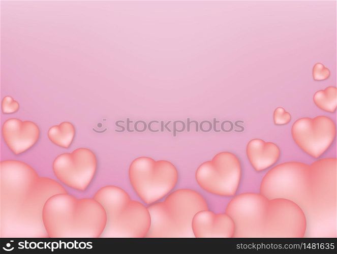 Elements in the shape of hearts on a pink background. symbols of love. the concept for Happy Women's, Mother's, Valentine's Day, Birthday, greeting card design. vector illustration