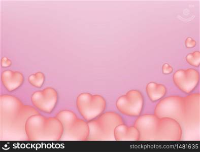 Elements in the shape of hearts on a pink background. symbols of love. the concept for Happy Women's, Mother's, Valentine's Day, Birthday, greeting card design. vector illustration