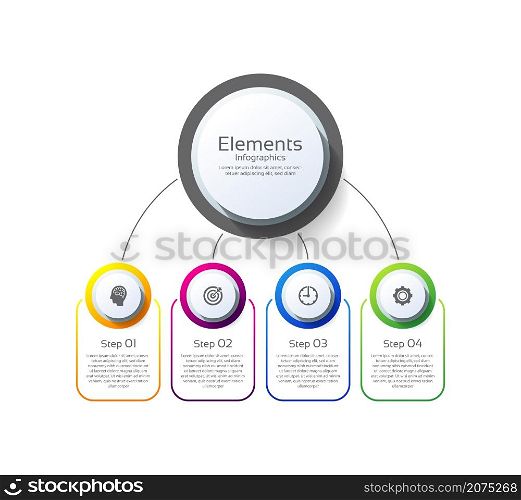 Elements infographic business abstract for background circle colorful with 4 step