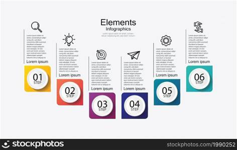 Elements infographic business colorful with 6 step
