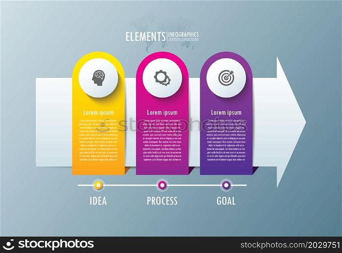 Elements infographic business gradient with 3 step