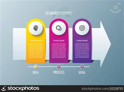 Elements infographic business gradient with 3 step