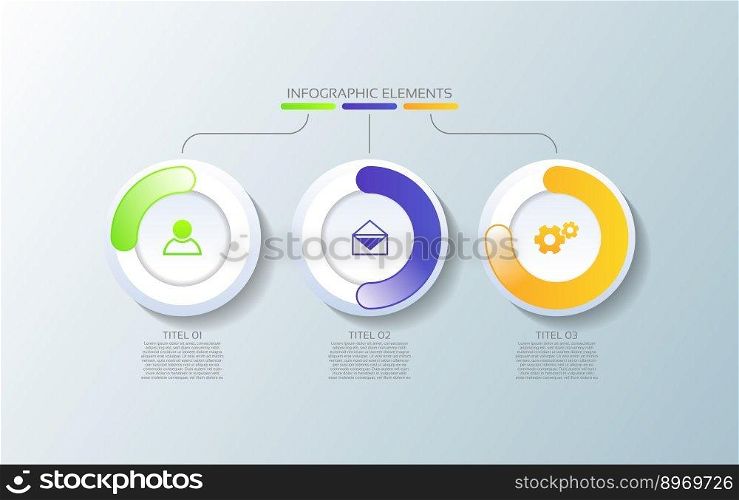 Elements infographic business template colorful with 3 step