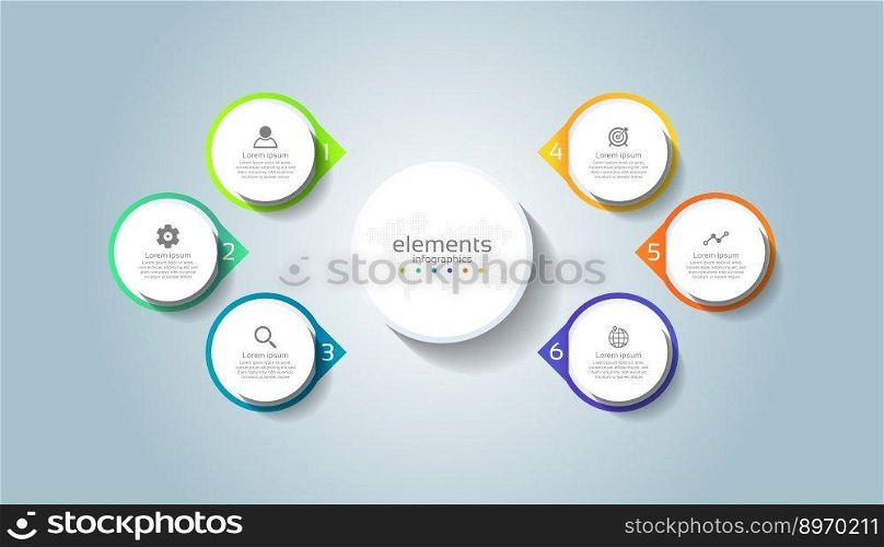 Elements infographic business template colorful with 6 step