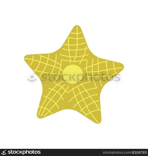 Elements of botany underwater marine plants, flora. The starfish. Design of a summer banner, poster. Isolated vector flat illustration.