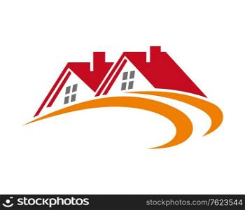 Elements of house roofs for real estate industry design, vector illustration