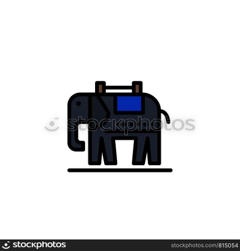 Elephant, American, Usa Business Logo Template. Flat Color