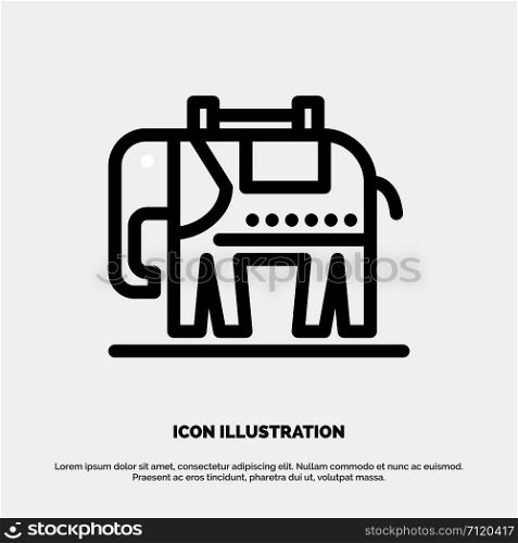 Elephant, American, Usa Line Icon Vector